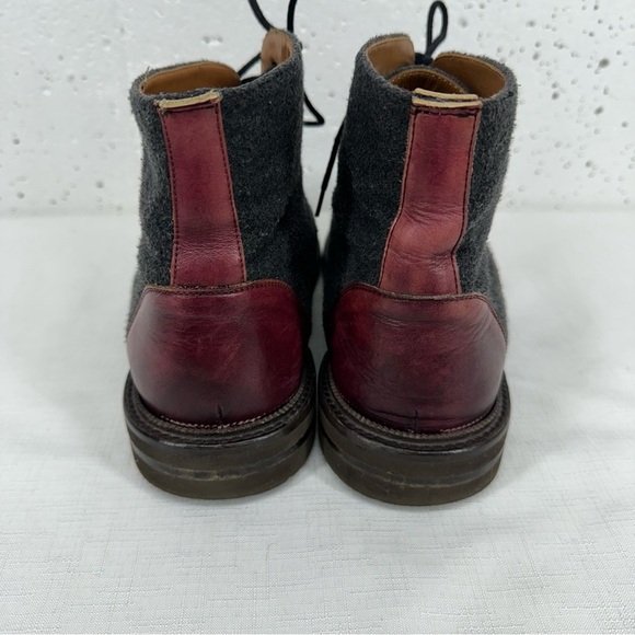 TAFT Men’s size 44 / 11 The Jack Oxblood Red Leather and Gray Wool Boots READ - Picture 4 of 16